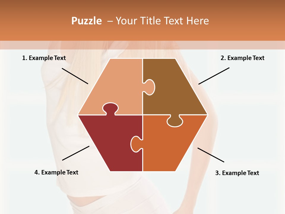 A Woman In A White Top Is Posing For A Picture PowerPoint Template