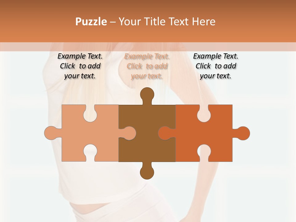 A Woman In A White Top Is Posing For A Picture PowerPoint Template