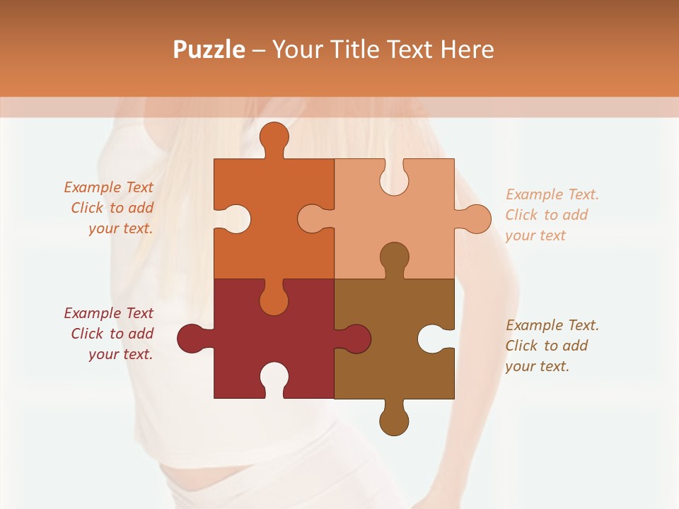 A Woman In A White Top Is Posing For A Picture PowerPoint Template