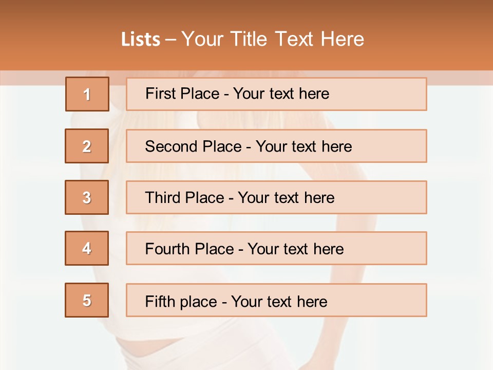 A Woman In A White Top Is Posing For A Picture PowerPoint Template