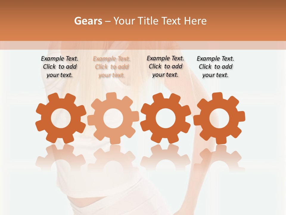 A Woman In A White Top Is Posing For A Picture PowerPoint Template