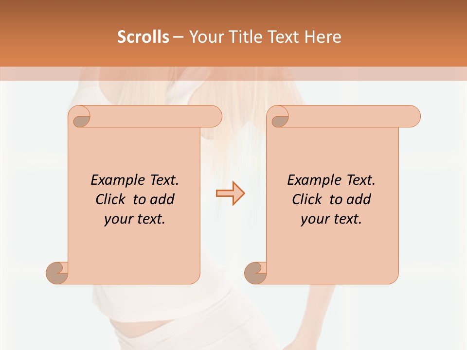 A Woman In A White Top Is Posing For A Picture PowerPoint Template