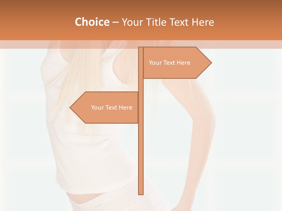 A Woman In A White Top Is Posing For A Picture PowerPoint Template