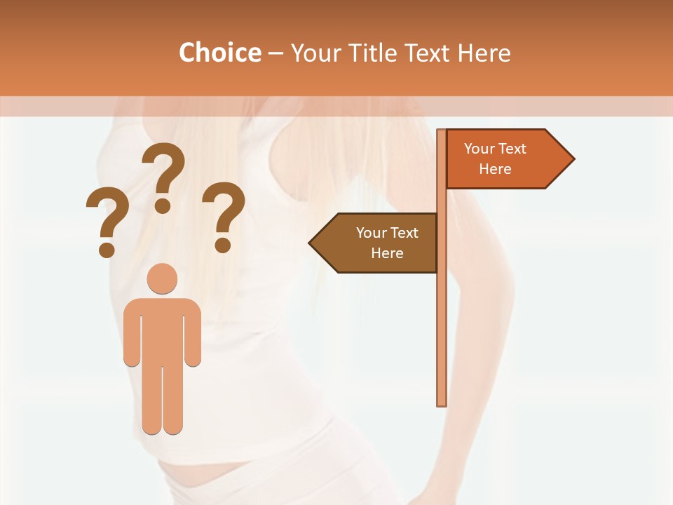 A Woman In A White Top Is Posing For A Picture PowerPoint Template