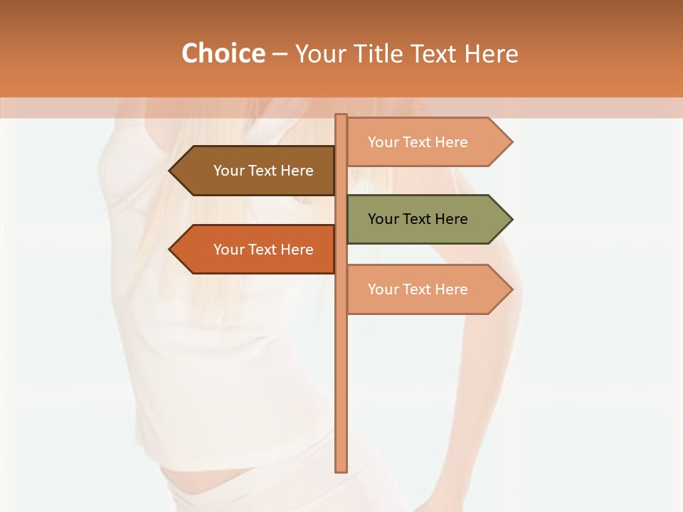 A Woman In A White Top Is Posing For A Picture PowerPoint Template