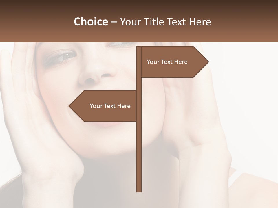 A Woman Holding Her Hands Up To Her Face PowerPoint Template