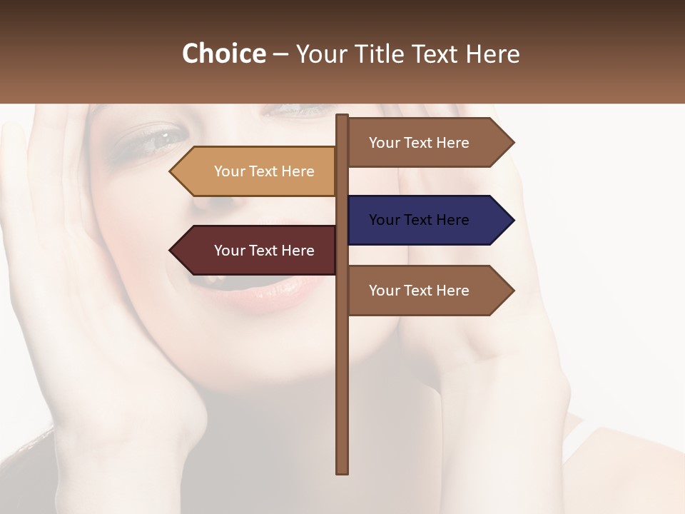 A Woman Holding Her Hands Up To Her Face PowerPoint Template