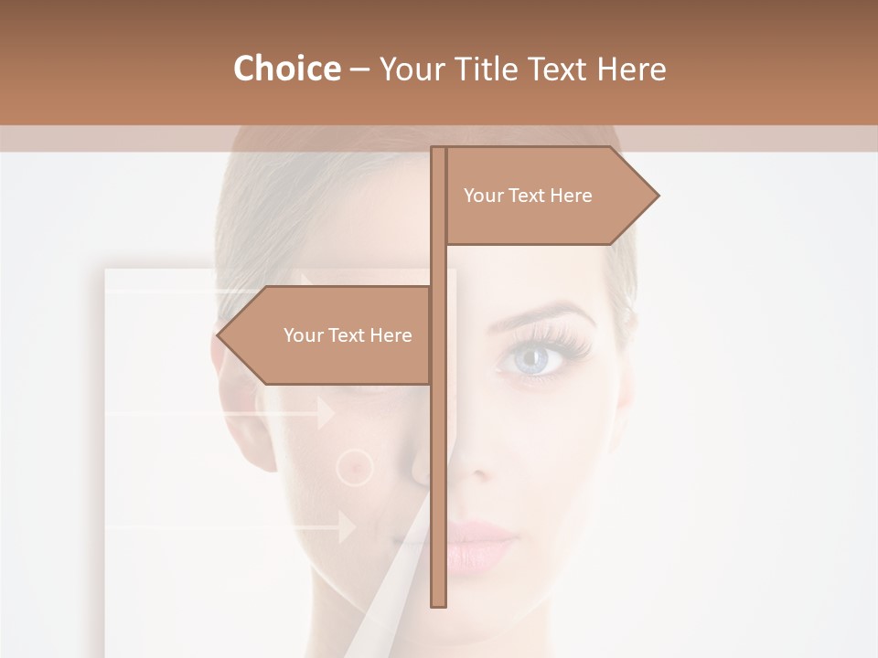 A Woman With A Nose Diagram On Her Face PowerPoint Template