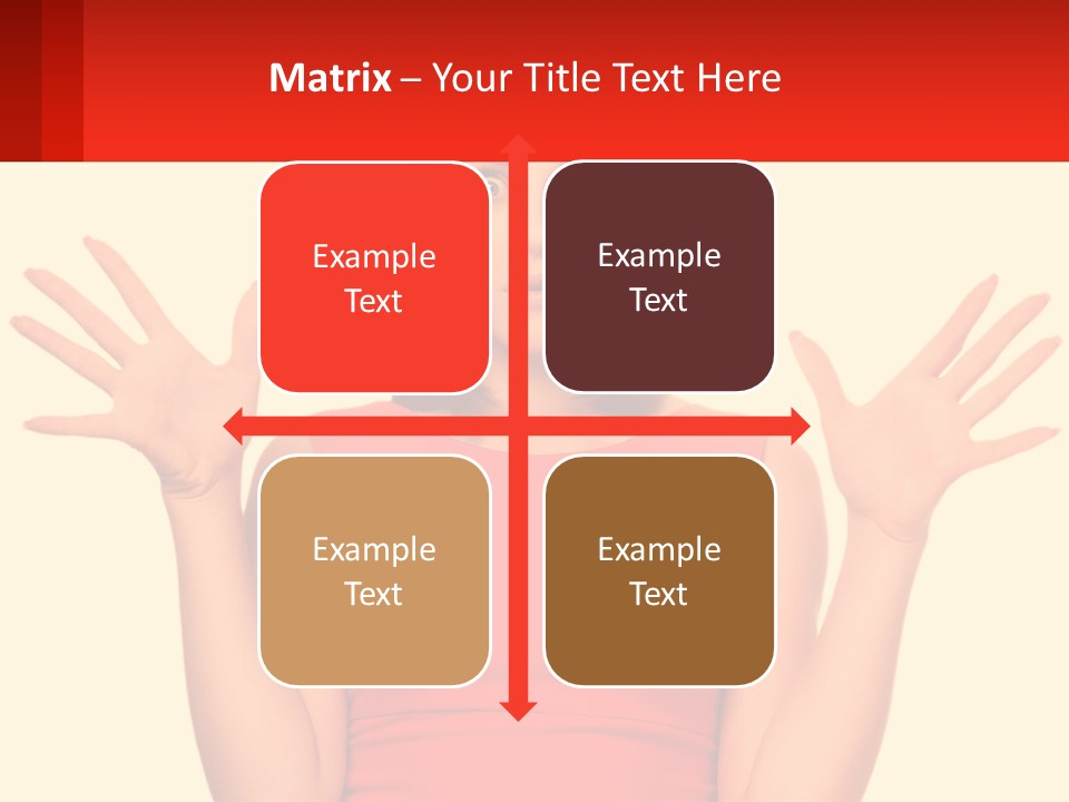 A Woman In A Red Dress Is Holding Her Hands Up PowerPoint Template