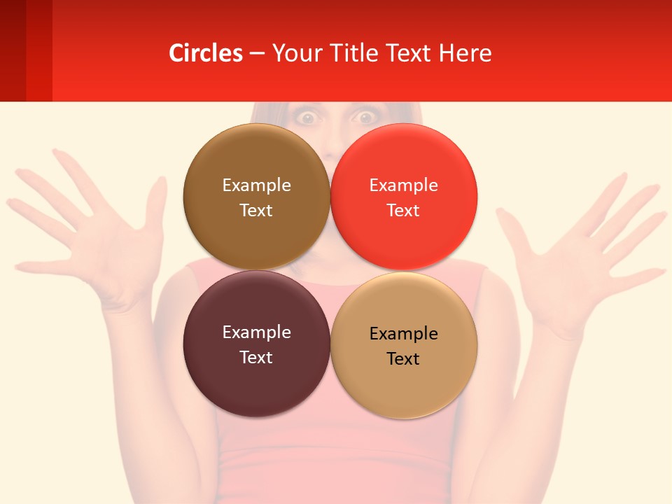 A Woman In A Red Dress Is Holding Her Hands Up PowerPoint Template