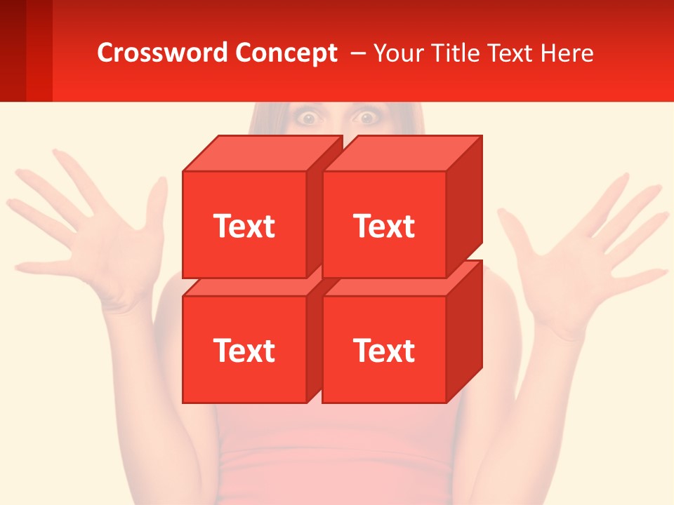 A Woman In A Red Dress Is Holding Her Hands Up PowerPoint Template