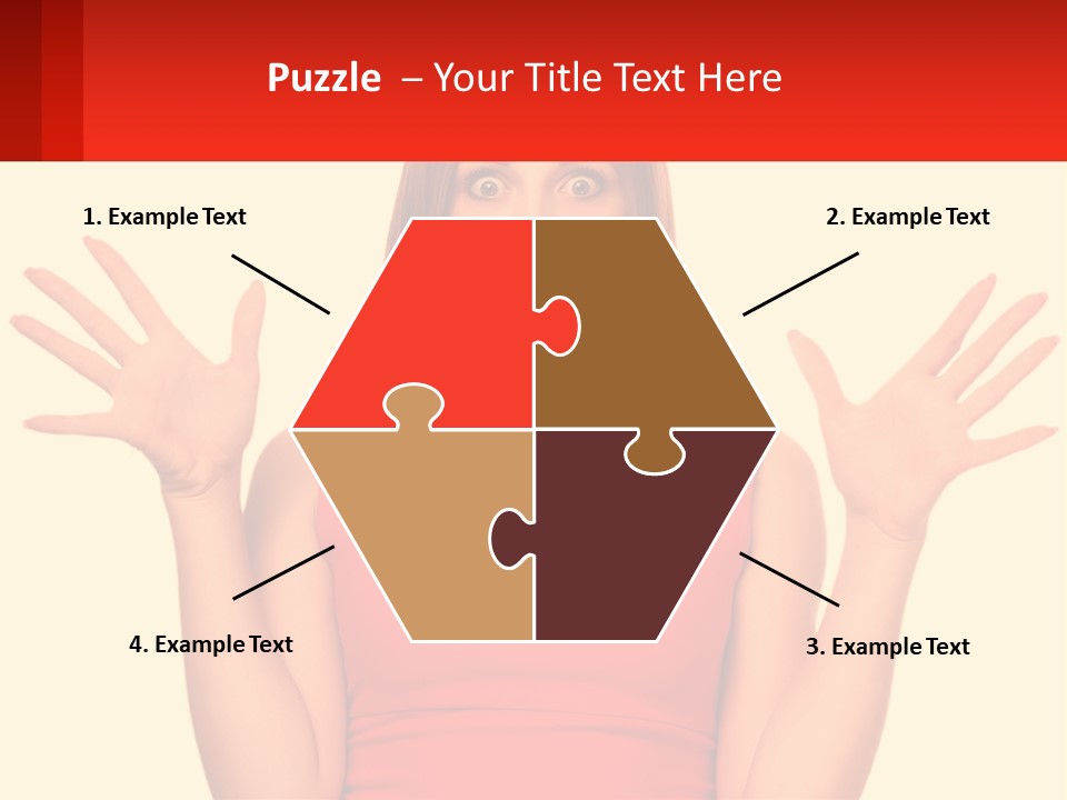 A Woman In A Red Dress Is Holding Her Hands Up PowerPoint Template