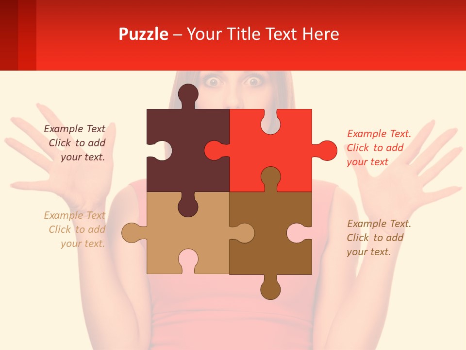 A Woman In A Red Dress Is Holding Her Hands Up PowerPoint Template