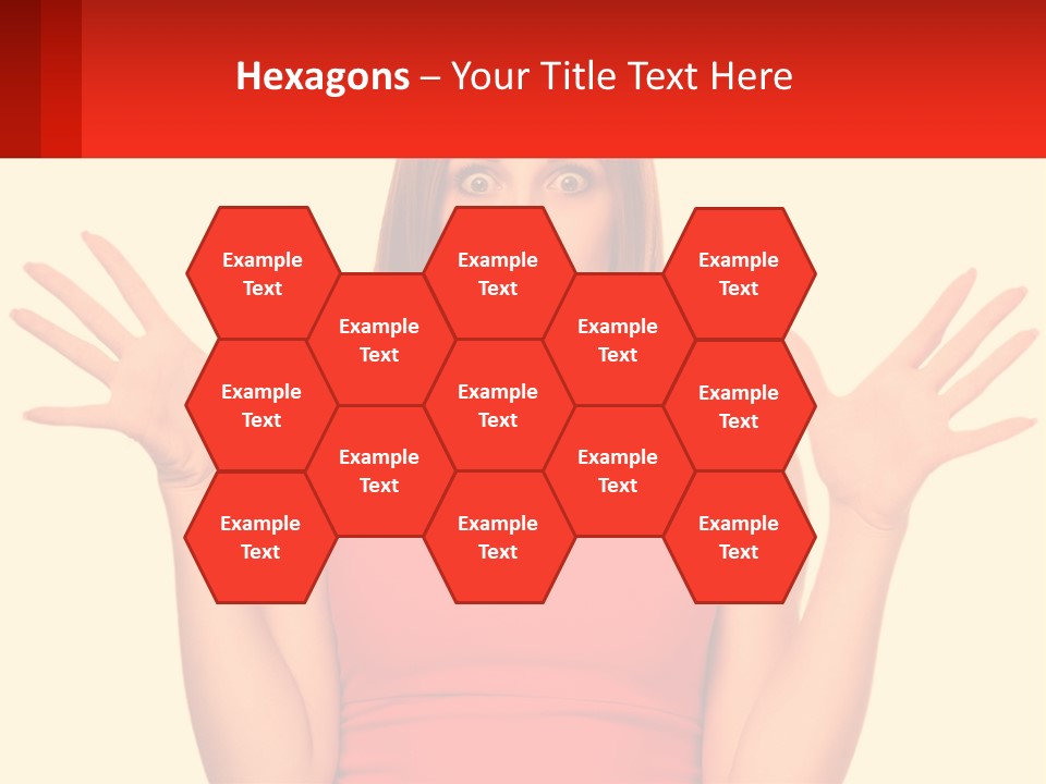 A Woman In A Red Dress Is Holding Her Hands Up PowerPoint Template