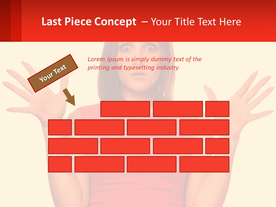 A Woman In A Red Dress Is Holding Her Hands Up PowerPoint Template