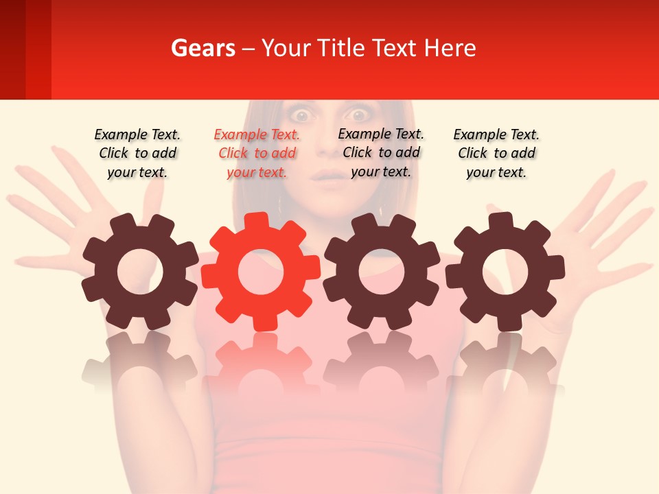 A Woman In A Red Dress Is Holding Her Hands Up PowerPoint Template