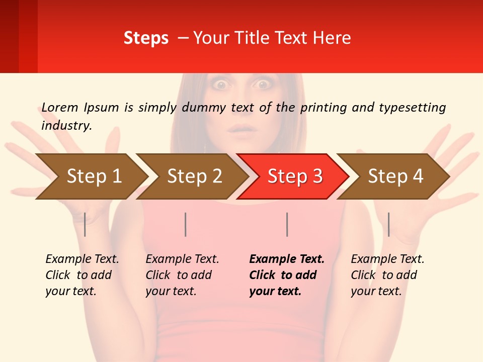 A Woman In A Red Dress Is Holding Her Hands Up PowerPoint Template
