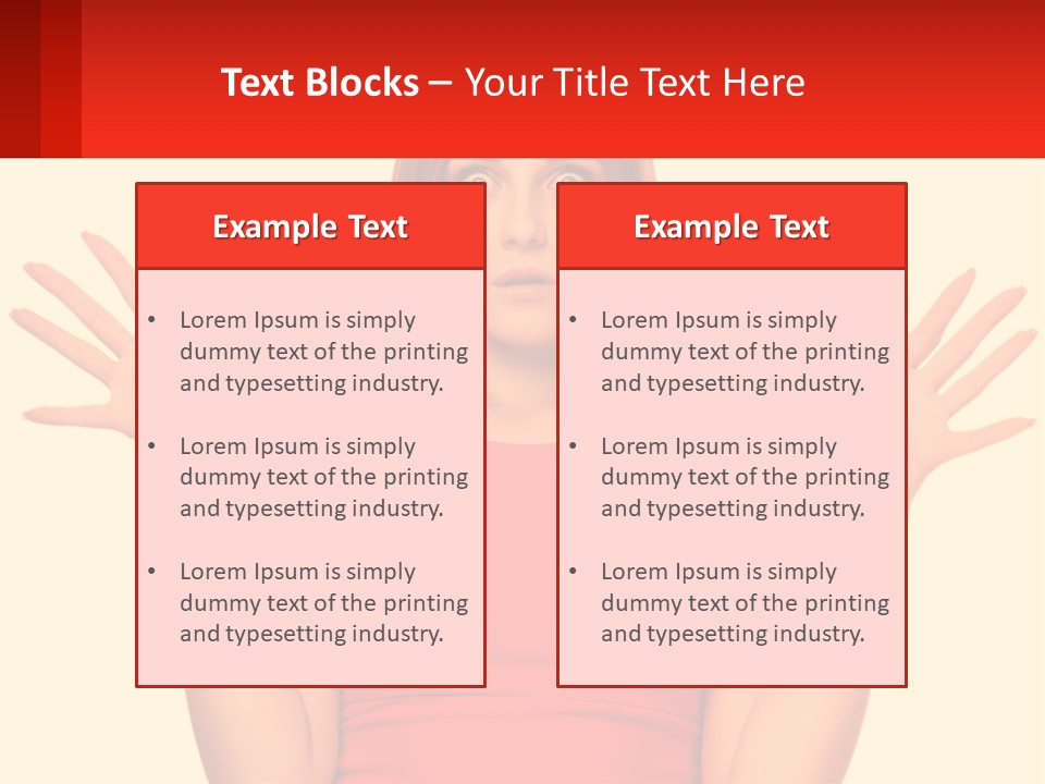 A Woman In A Red Dress Is Holding Her Hands Up PowerPoint Template