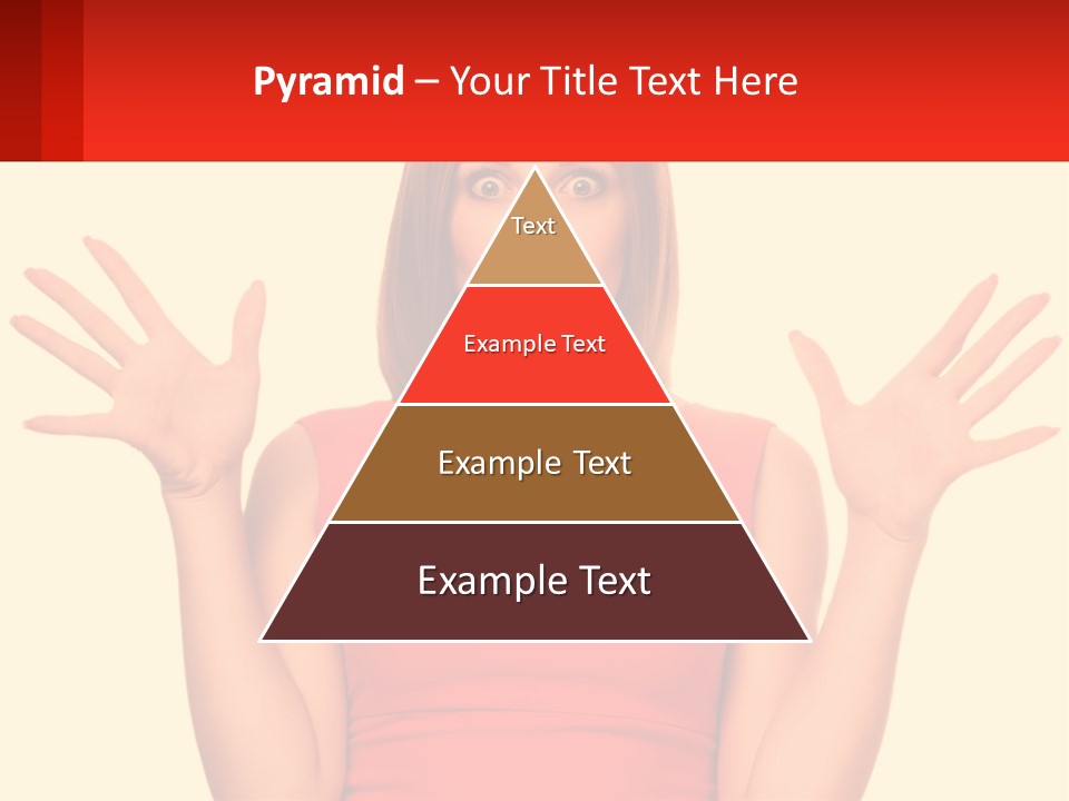 A Woman In A Red Dress Is Holding Her Hands Up PowerPoint Template