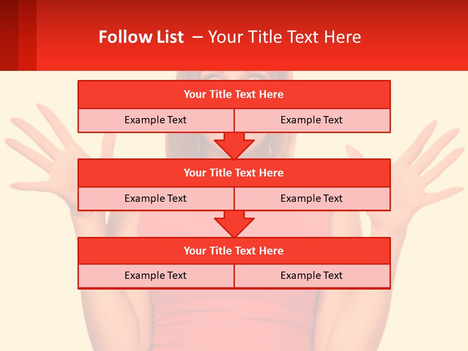 A Woman In A Red Dress Is Holding Her Hands Up PowerPoint Template