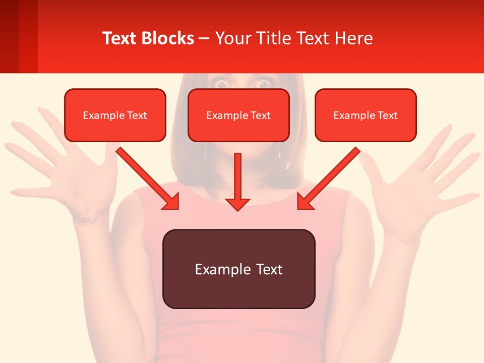 A Woman In A Red Dress Is Holding Her Hands Up PowerPoint Template