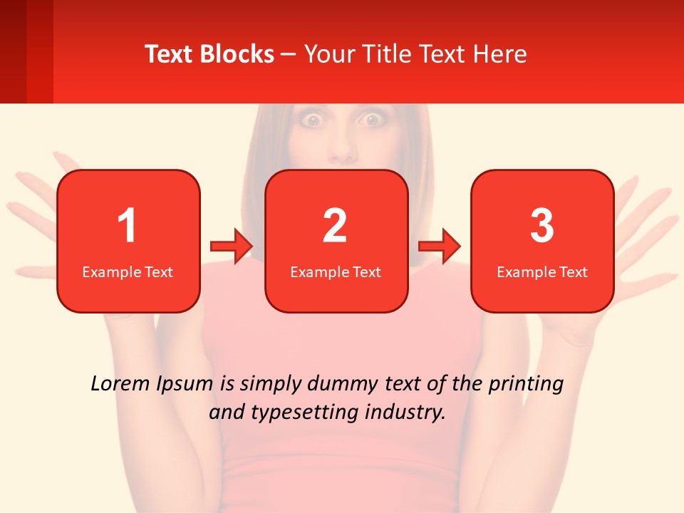 A Woman In A Red Dress Is Holding Her Hands Up PowerPoint Template