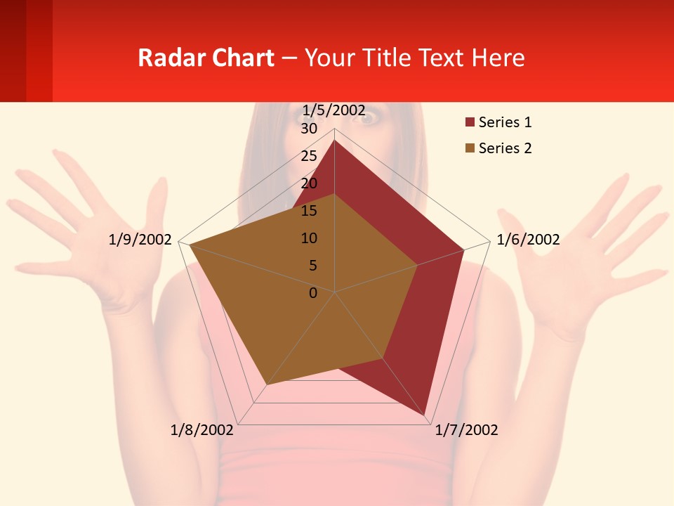 A Woman In A Red Dress Is Holding Her Hands Up PowerPoint Template