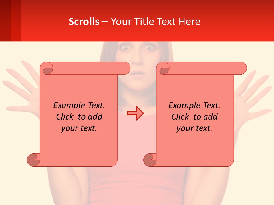 A Woman In A Red Dress Is Holding Her Hands Up PowerPoint Template