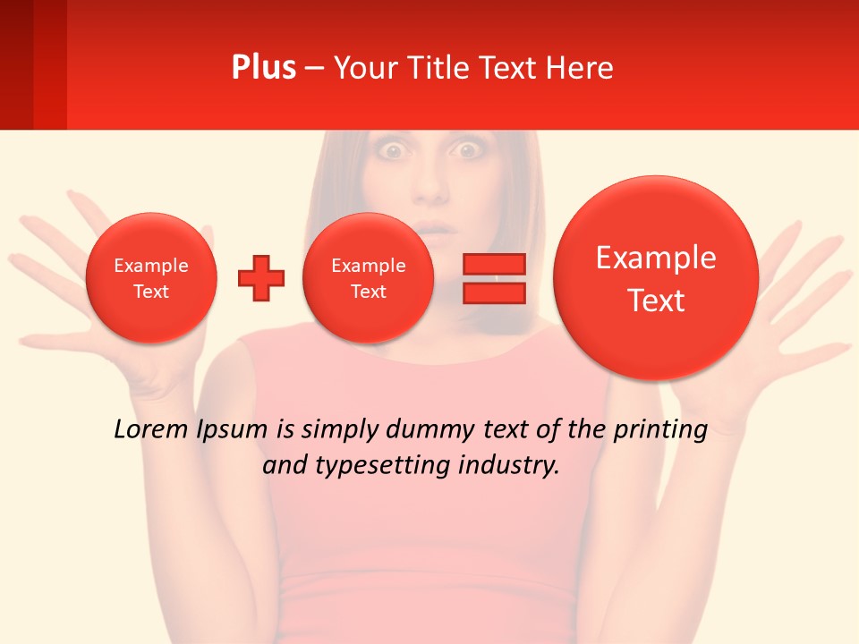A Woman In A Red Dress Is Holding Her Hands Up PowerPoint Template
