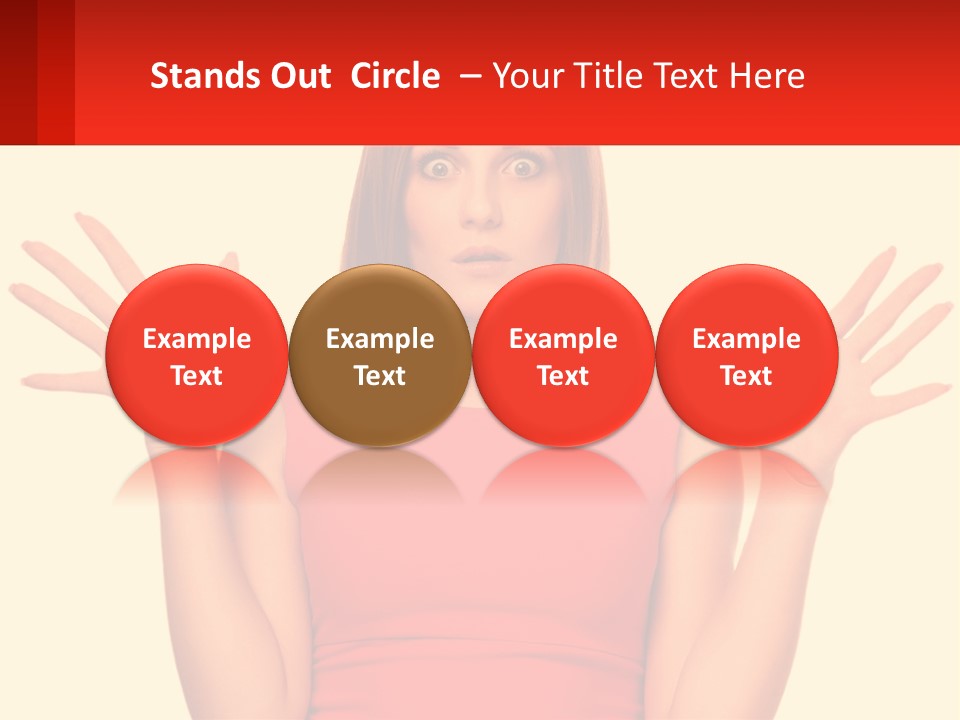 A Woman In A Red Dress Is Holding Her Hands Up PowerPoint Template