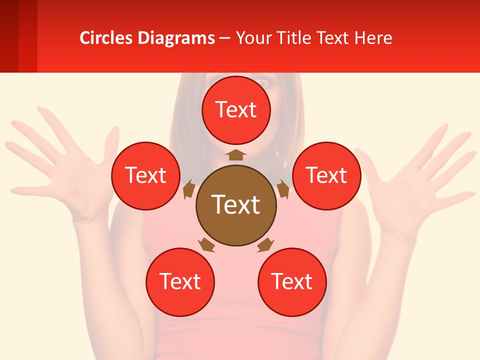 A Woman In A Red Dress Is Holding Her Hands Up PowerPoint Template