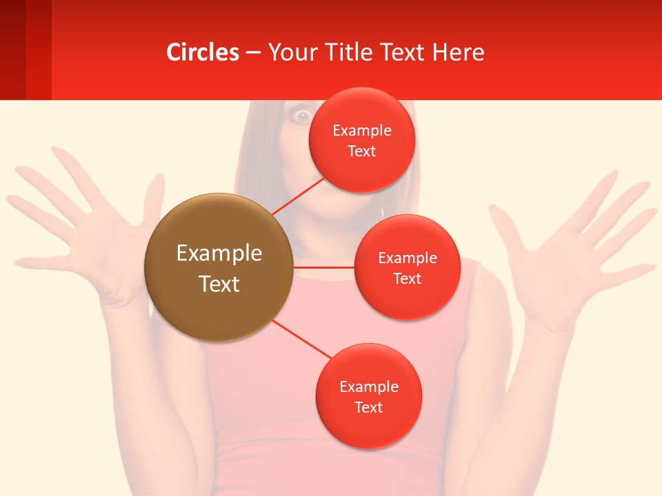 A Woman In A Red Dress Is Holding Her Hands Up PowerPoint Template