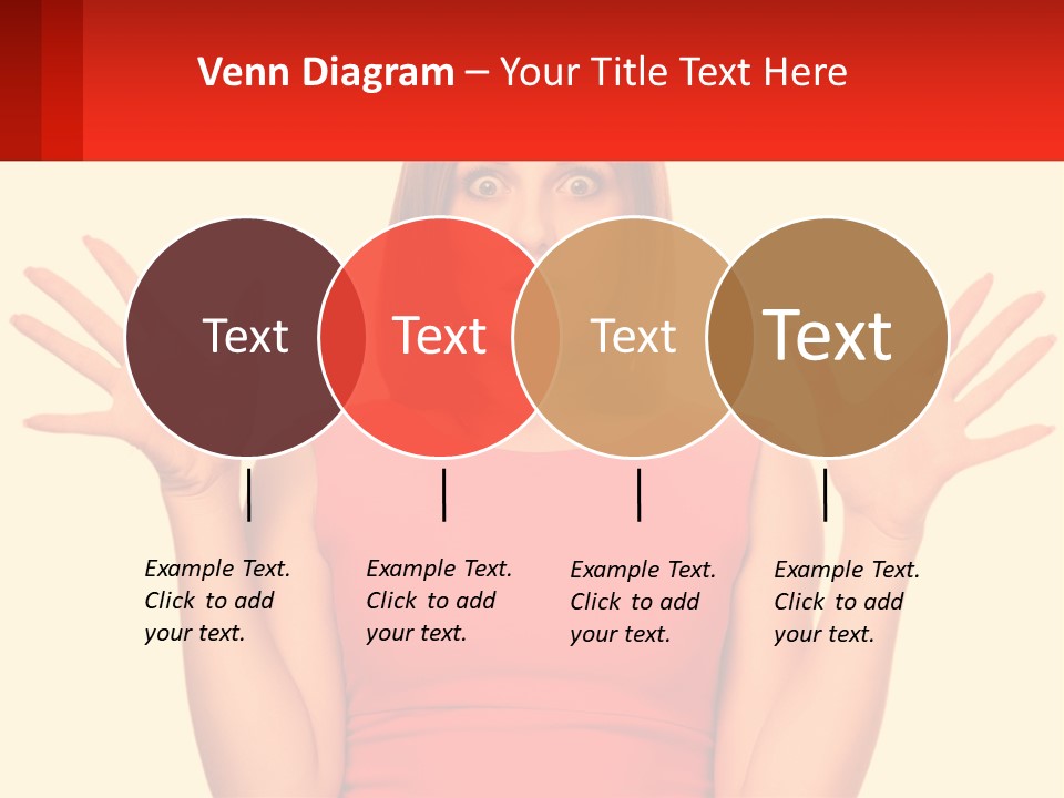 A Woman In A Red Dress Is Holding Her Hands Up PowerPoint Template