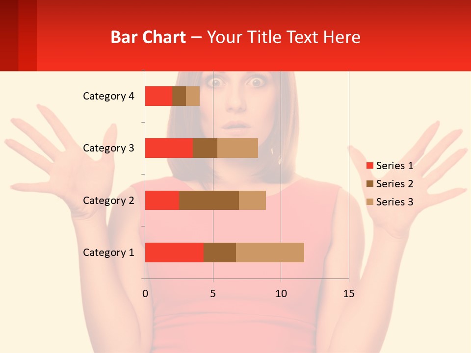 A Woman In A Red Dress Is Holding Her Hands Up PowerPoint Template