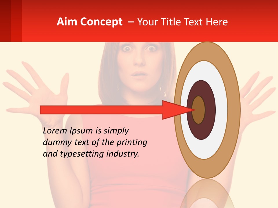 A Woman In A Red Dress Is Holding Her Hands Up PowerPoint Template