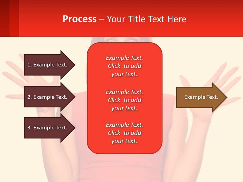 A Woman In A Red Dress Is Holding Her Hands Up PowerPoint Template