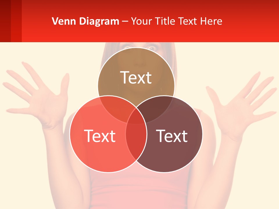 A Woman In A Red Dress Is Holding Her Hands Up PowerPoint Template
