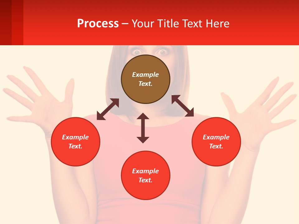 A Woman In A Red Dress Is Holding Her Hands Up PowerPoint Template