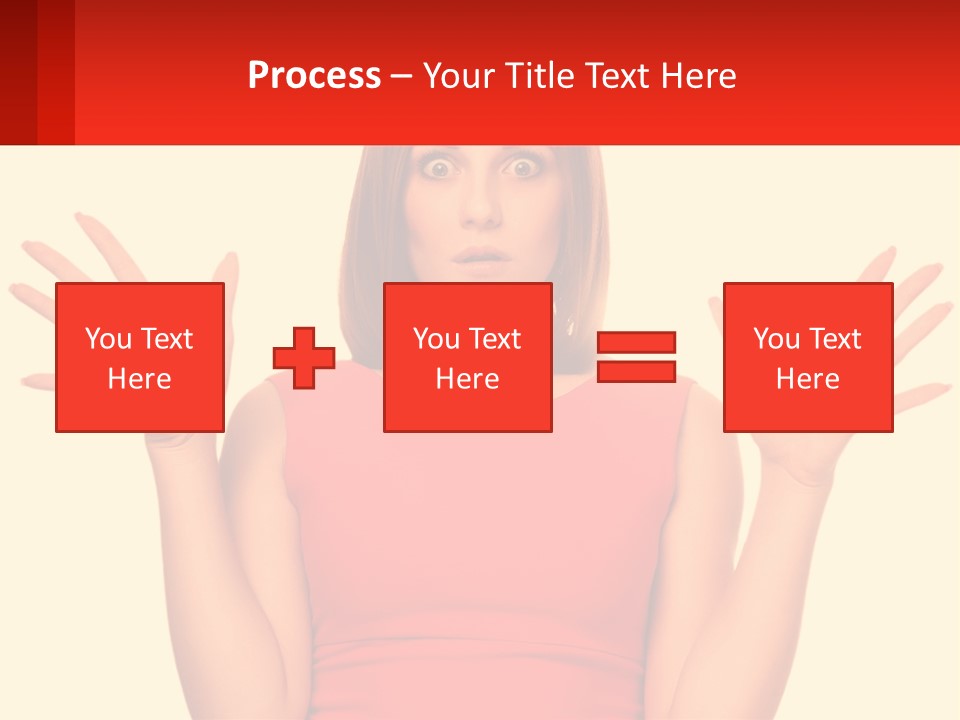 A Woman In A Red Dress Is Holding Her Hands Up PowerPoint Template