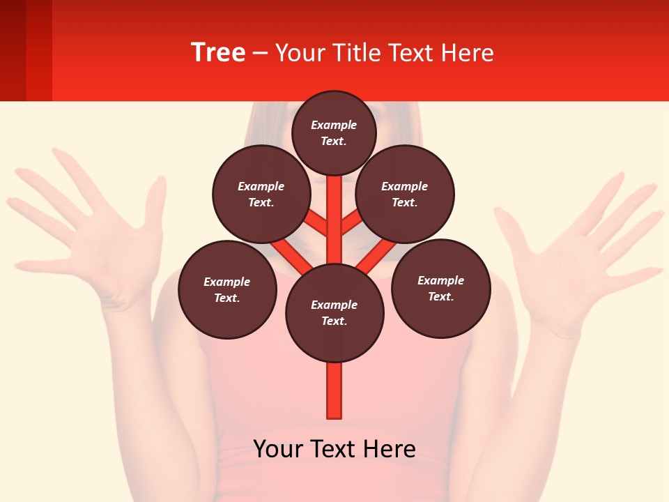 A Woman In A Red Dress Is Holding Her Hands Up PowerPoint Template