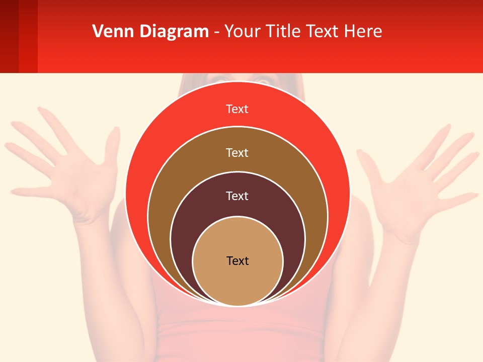 A Woman In A Red Dress Is Holding Her Hands Up PowerPoint Template