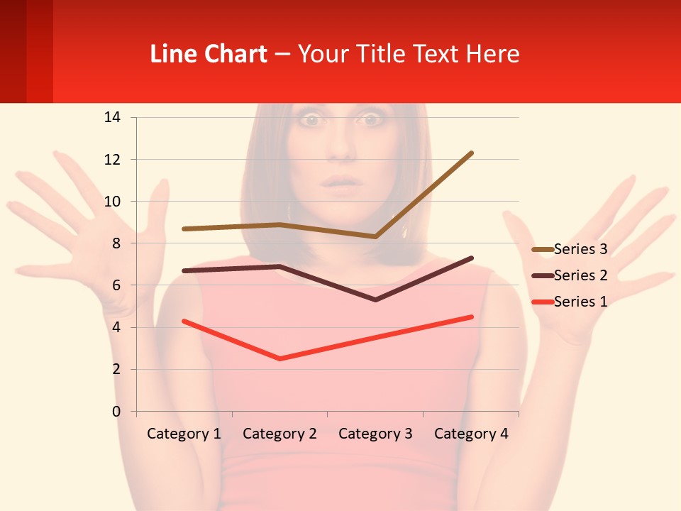 A Woman In A Red Dress Is Holding Her Hands Up PowerPoint Template