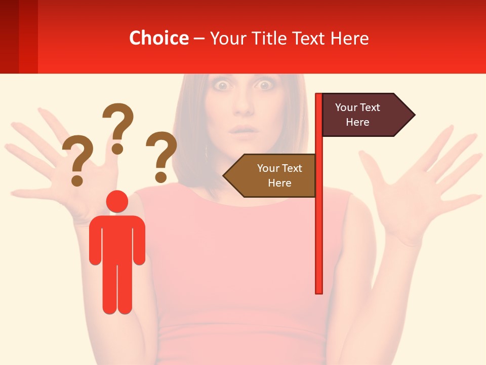 A Woman In A Red Dress Is Holding Her Hands Up PowerPoint Template