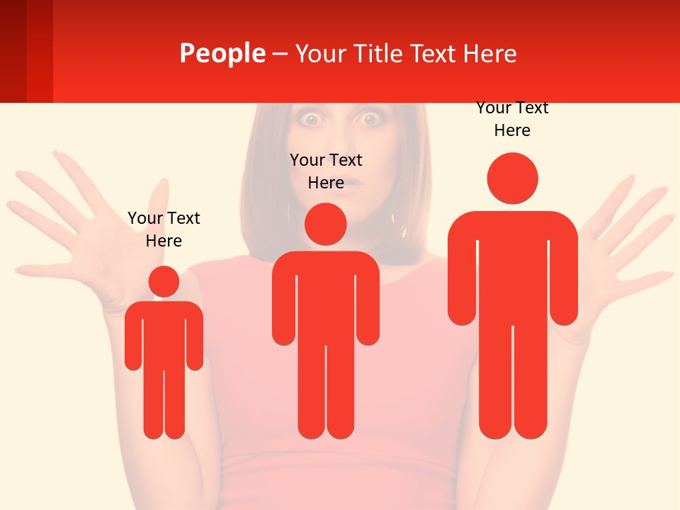 A Woman In A Red Dress Is Holding Her Hands Up PowerPoint Template