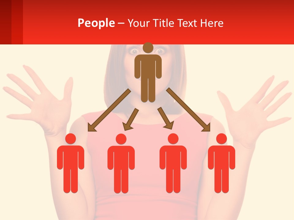 A Woman In A Red Dress Is Holding Her Hands Up PowerPoint Template