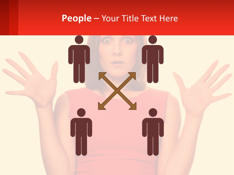 A Woman In A Red Dress Is Holding Her Hands Up PowerPoint Template