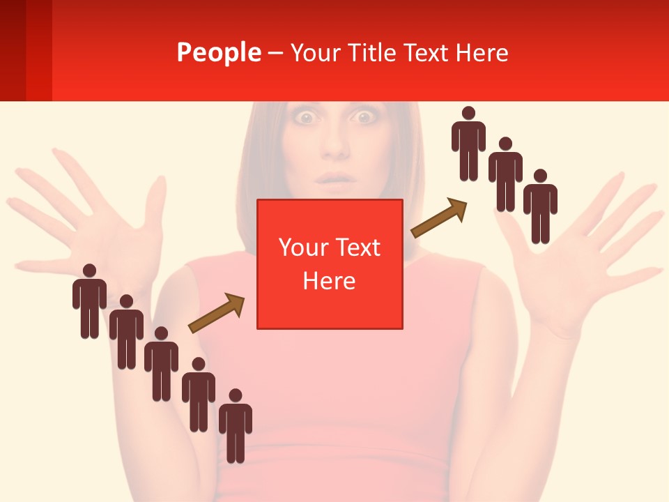 A Woman In A Red Dress Is Holding Her Hands Up PowerPoint Template