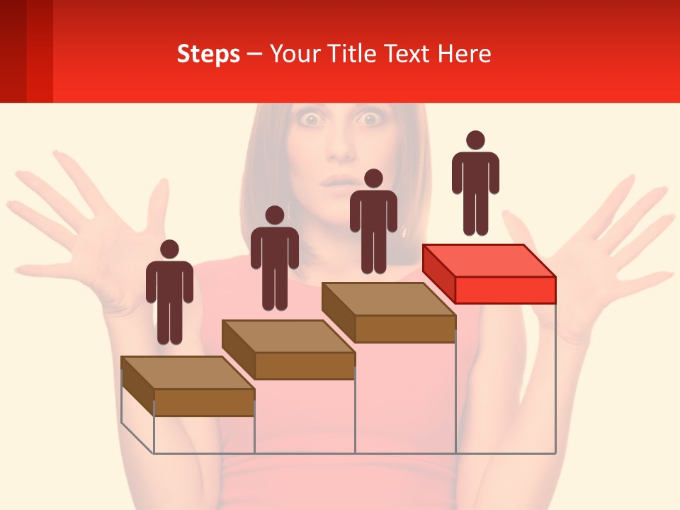 A Woman In A Red Dress Is Holding Her Hands Up PowerPoint Template