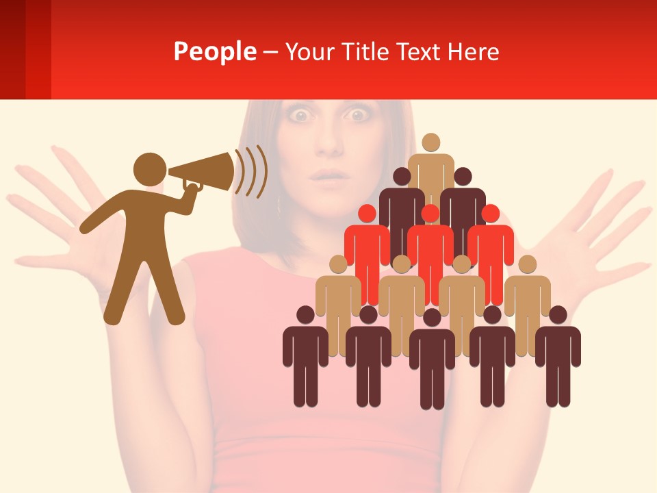 A Woman In A Red Dress Is Holding Her Hands Up PowerPoint Template
