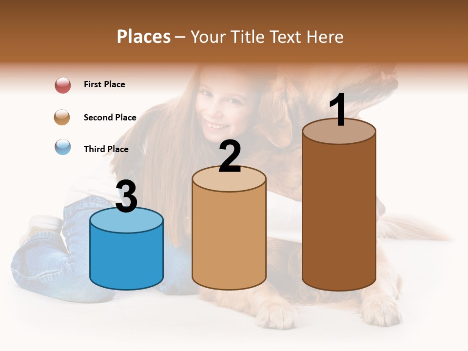 A Girl Hugging A Dog With A White Background PowerPoint Template